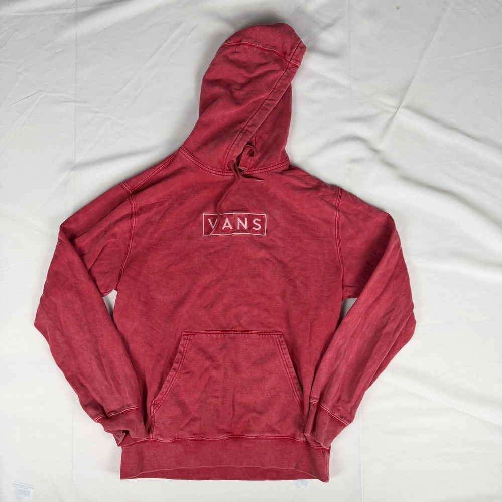 Vans Mens Medium Red Faded Box Logo Pullover Hoodie Sweatshirt